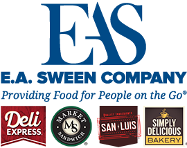 E.A. Sween Company logo with Deli Express, Market Sandwidh, San-Luis and Simply Delicious Bakery logos beneath